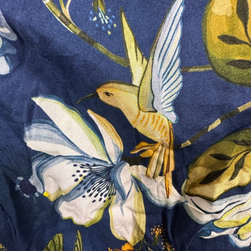 Farm Rio Anthropologie Blue Floral Hummingbird Jumpsuit Sleeveless Small 278875 - Picture 5 of 8
